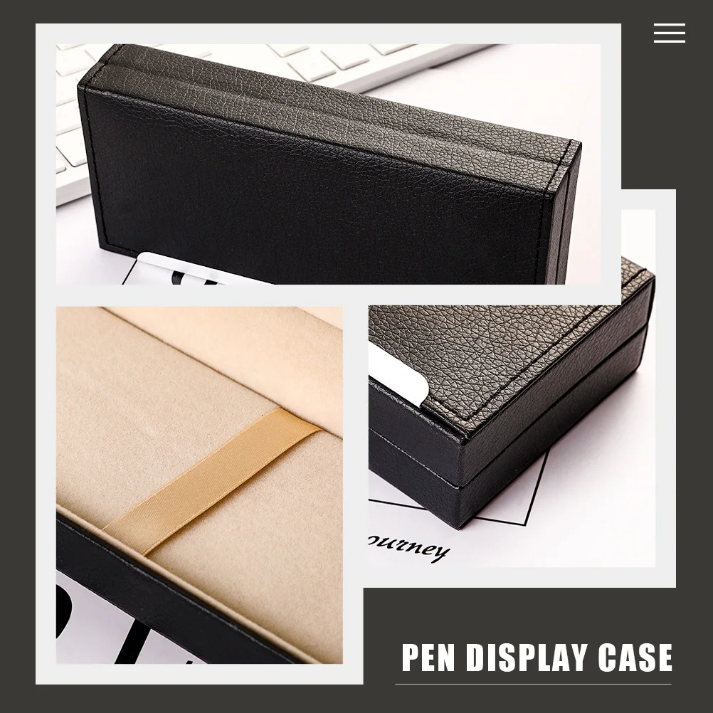 

Fountain Pen Case Signature Gift Box Black Metal Container Single Holder Small Pencil Case Organizer Display Premium