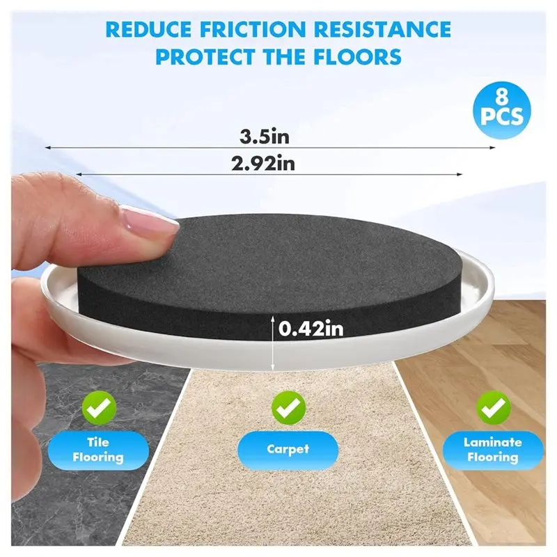 

[NEW!ABAG】 16 Pcs Furniture Sliders For Hardwood Floors & Carpet 3 1/2'' Furniture Sliders Pads Heavy Duty Furniture Movers Slid