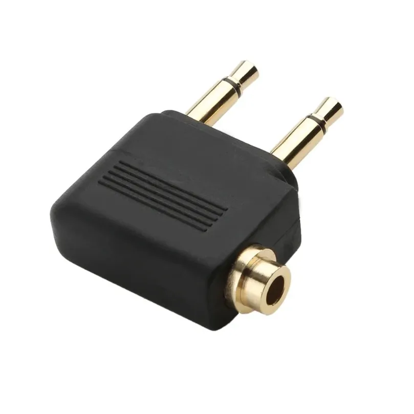 VIKEFON 1-5pcs/Lot Dual 3.5mm Plug Adaptor Jack Audio Headphone Converter Adapter for Airline Airplane Travel Earphone Connector