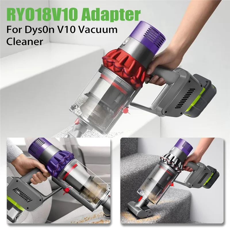 

RYO18V10 Adapter For Ryobi 18V ONE+ Battery Convert To For Dyson V10 Cordless Vacuum Cleaner Stick Cyclone, Absolute-AA26