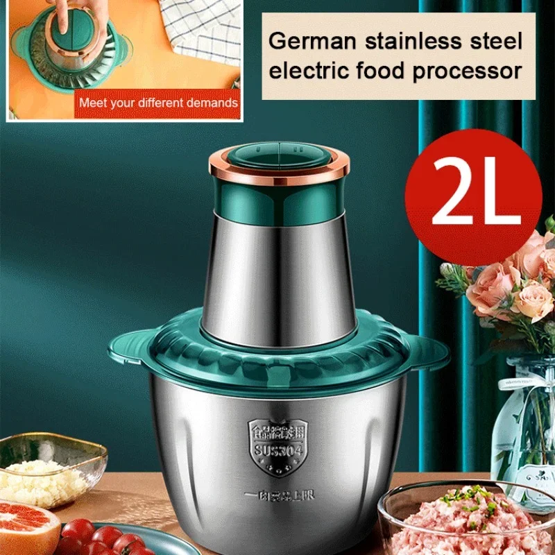 2L 304 Stainless Steel Electric Chopper Meat Grinder Mincer Food Processor Slicer Vegetable food chopper meat slicer machine