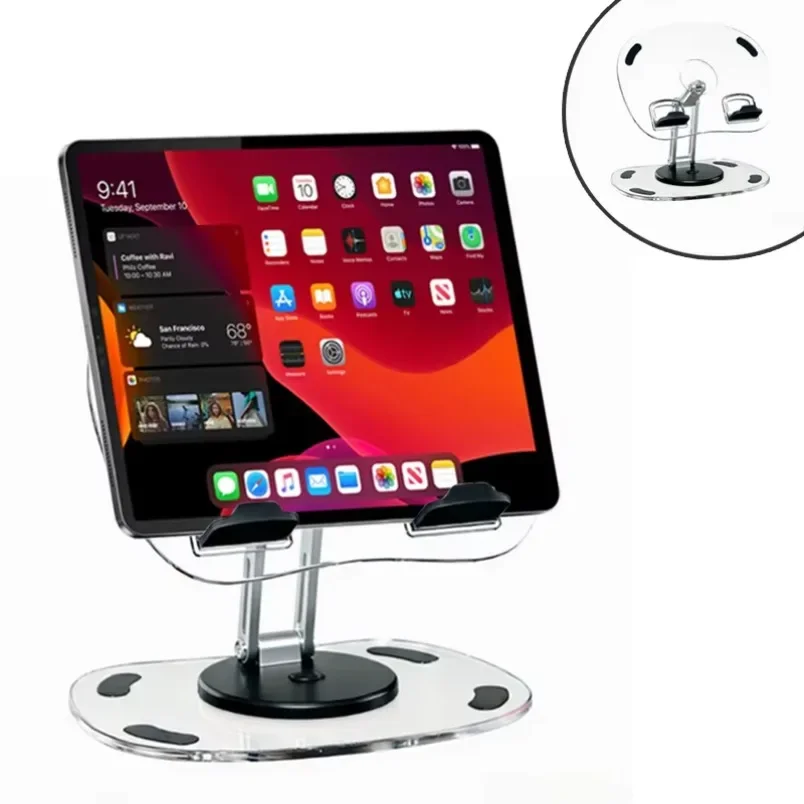 Hands Free Tablet Stand For Bed Kitchen Sofa 360 Rotating Foldable Adjustable Desktop Holder For Watching Videos Phone Tablet