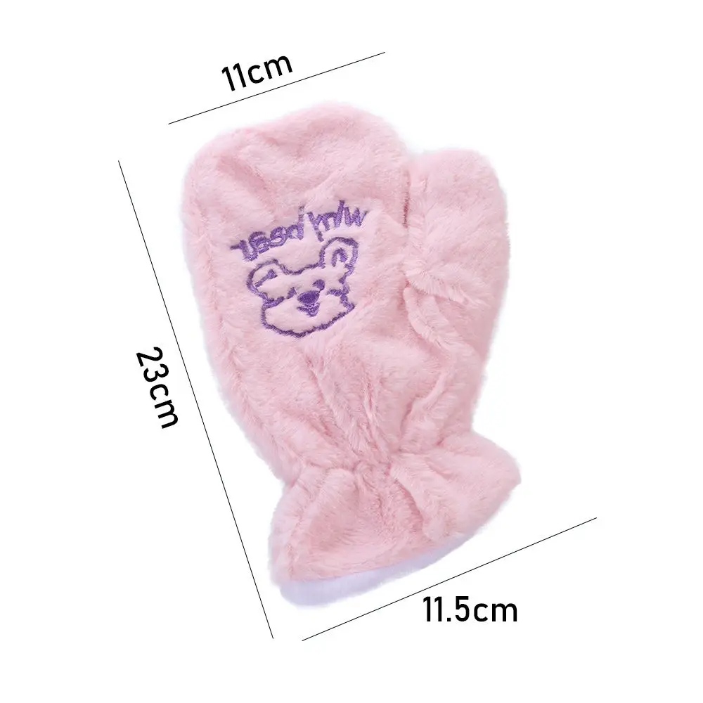 Winter Cute Thicken Cartoon Girls Plush Gloves Warm Mittens Bear Gloves Full Finger