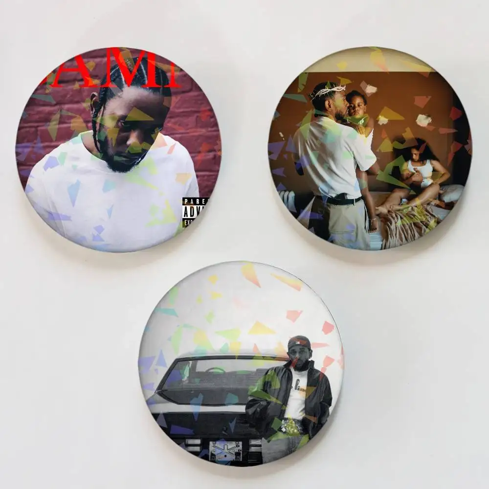 Rapper K-KeNdRick L-Lamar Hip Hop Badges Round Laser Badge Brooch Backpack Accessories