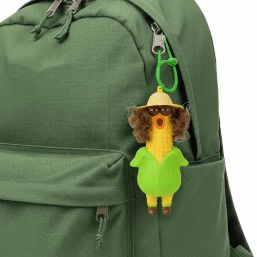 Sensory PVC Screaming Chicken Flexible Hilarious Corn Key Chain Washable Quirky Squishy Pendant Backpack