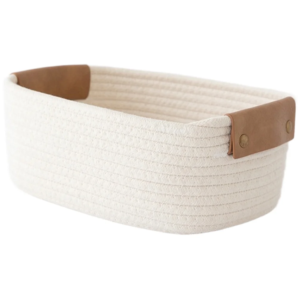 Funktionaler Baumwoll-Leinen-Seilkorb für Zuhause, Büro, Spielzeug, Bücher, Kabel, Kosmetik-Aufbewahrung 28x22x11cm Moderner Minimalistischer Neutraler Farbton