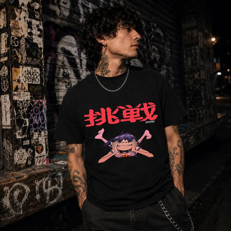 Gorillaz Virtual Band 2D Noodle Russel Graphic T-Shirt Vintage Rock Music Print Short Sleeve Unisex Streetwear Tee Y2K Clothes