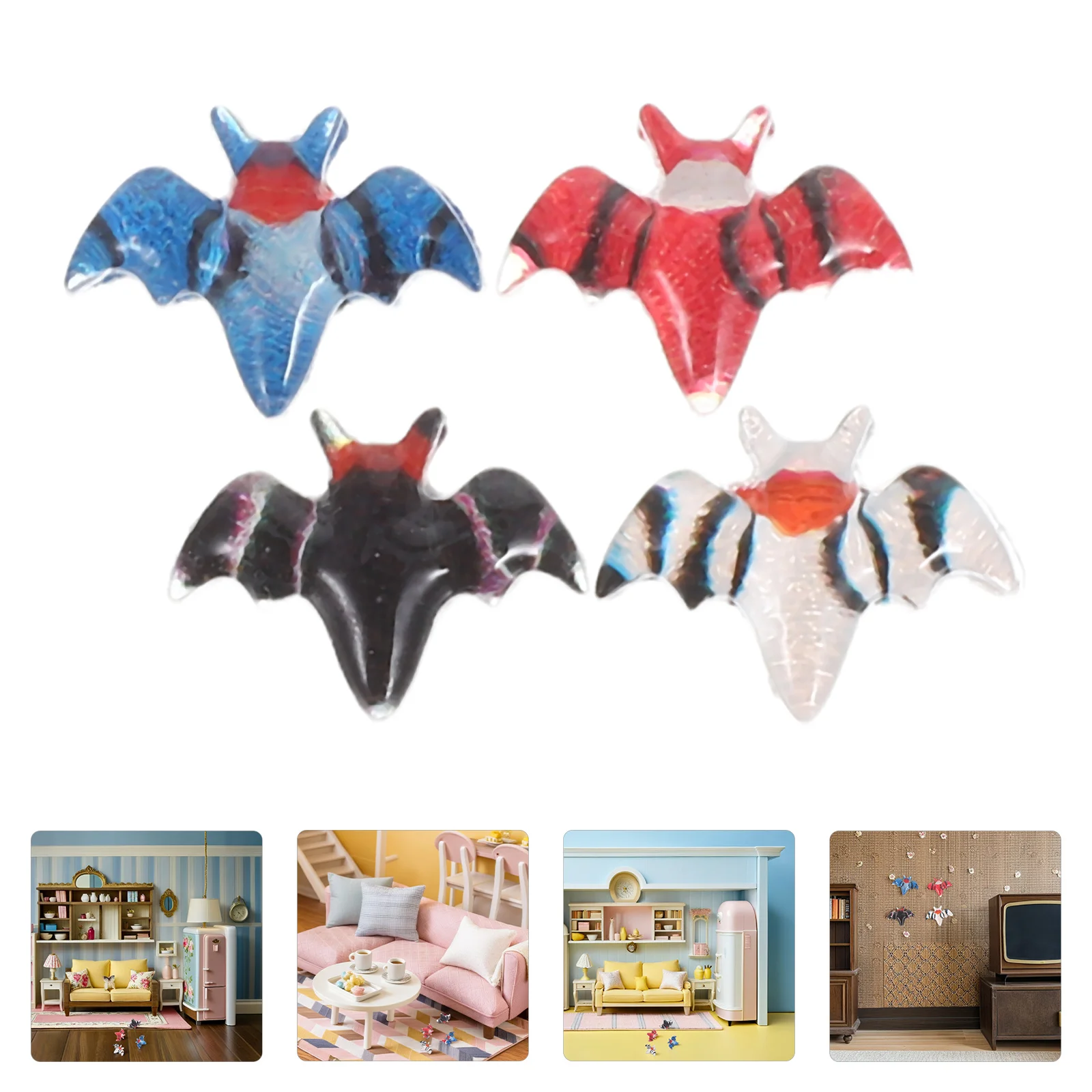 

80 шт., мини-летушки на Хэллоуин, смоляные мультяшные крошечные летучие мыши с плоской задней частью, аксессуары для рукоделия, декор кукольного домика, мини-фигурки на Хэллоуин