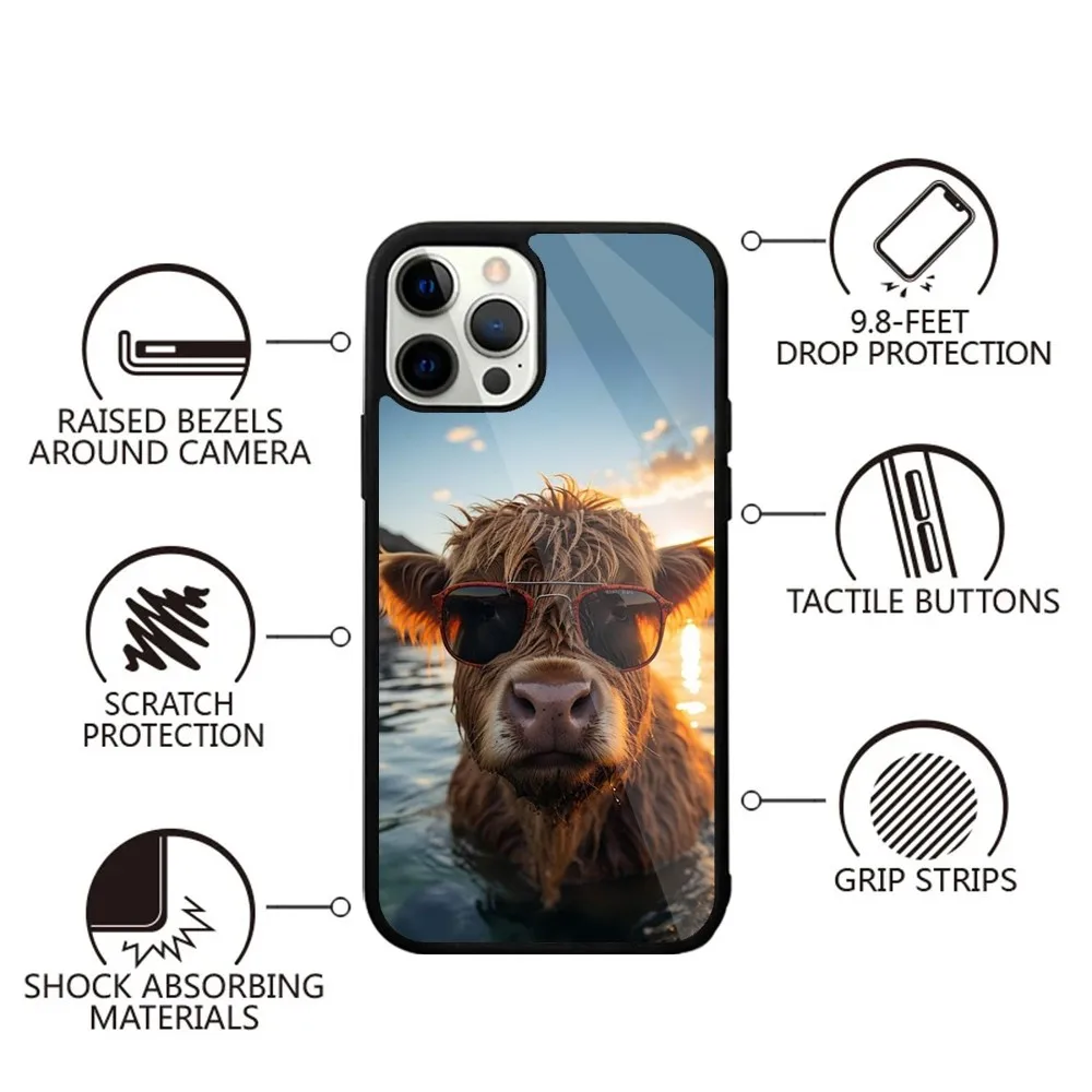 Cute Highland Cow  Phone Case Strong Magnetic For IPhone 16,15,14,13,Pro,Max,Plus,11,12,Mini For Magsafe Wireless Charging