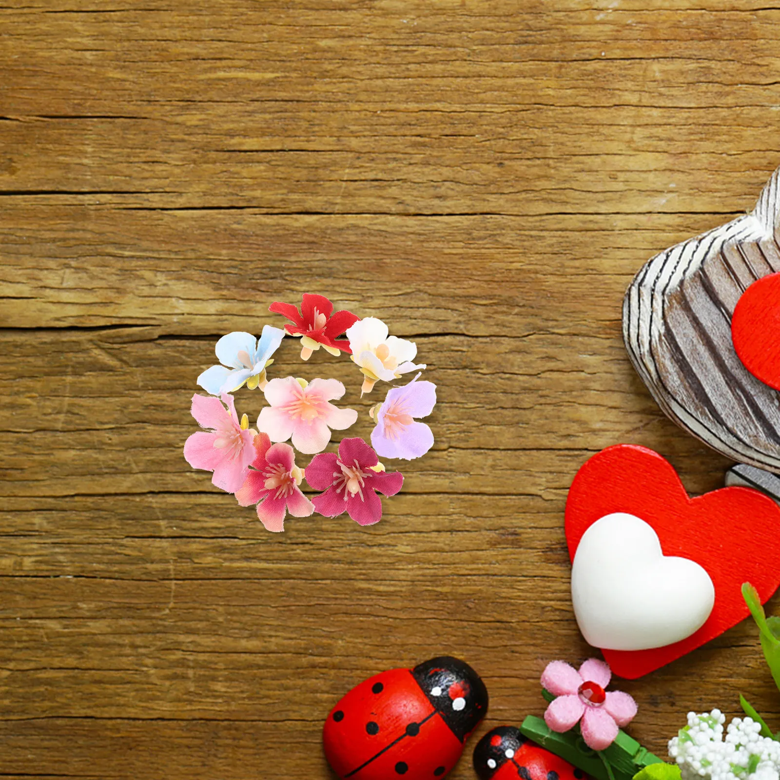 100Pcs Silk Cherry Blossom Flowers For Flowers For Hair Accessories Decor Small Faux Delicate