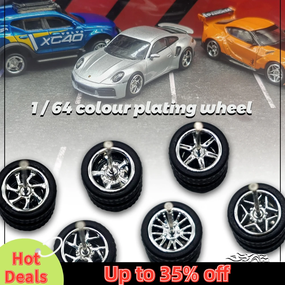 1/64 Model Car Wheels with Rubber Detachable Tires Closed Spoke 3 Refitting Parts for Diecast Hot Wheels Matchbox D:11mm 1 Set