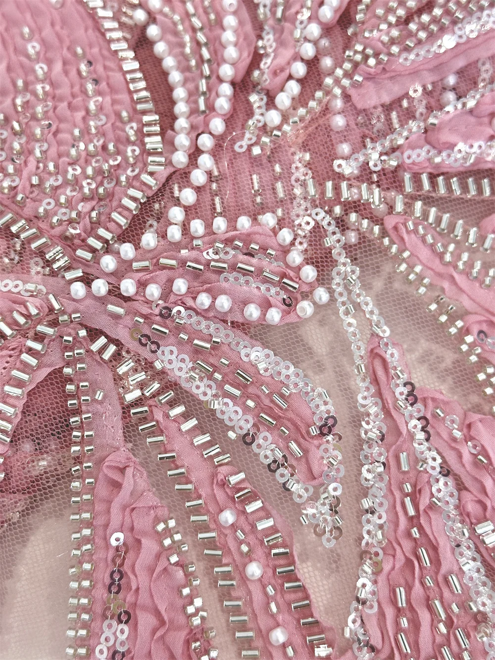 

African 3D Flowers Sequin 2025 Latest Hot On Sale African French Party Lace Fabric Tulle Nigerian Beads Fabric For Wedding Dress