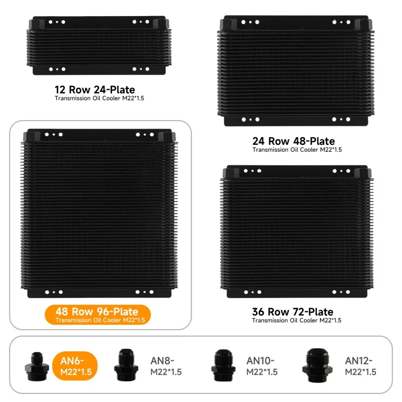 Oil Cooler 48 Row Fits for VW Baja Bug Street, Truck, RV Aluminum Competition Universal Engine AN6/AN8/AN10/AN12