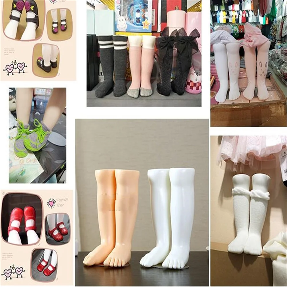 Baby Glossy Leg Mannequin, Body Foot Shoe, Sock Display with Base Magnet Patches, Child, C769, 22x12cm, 1Pair