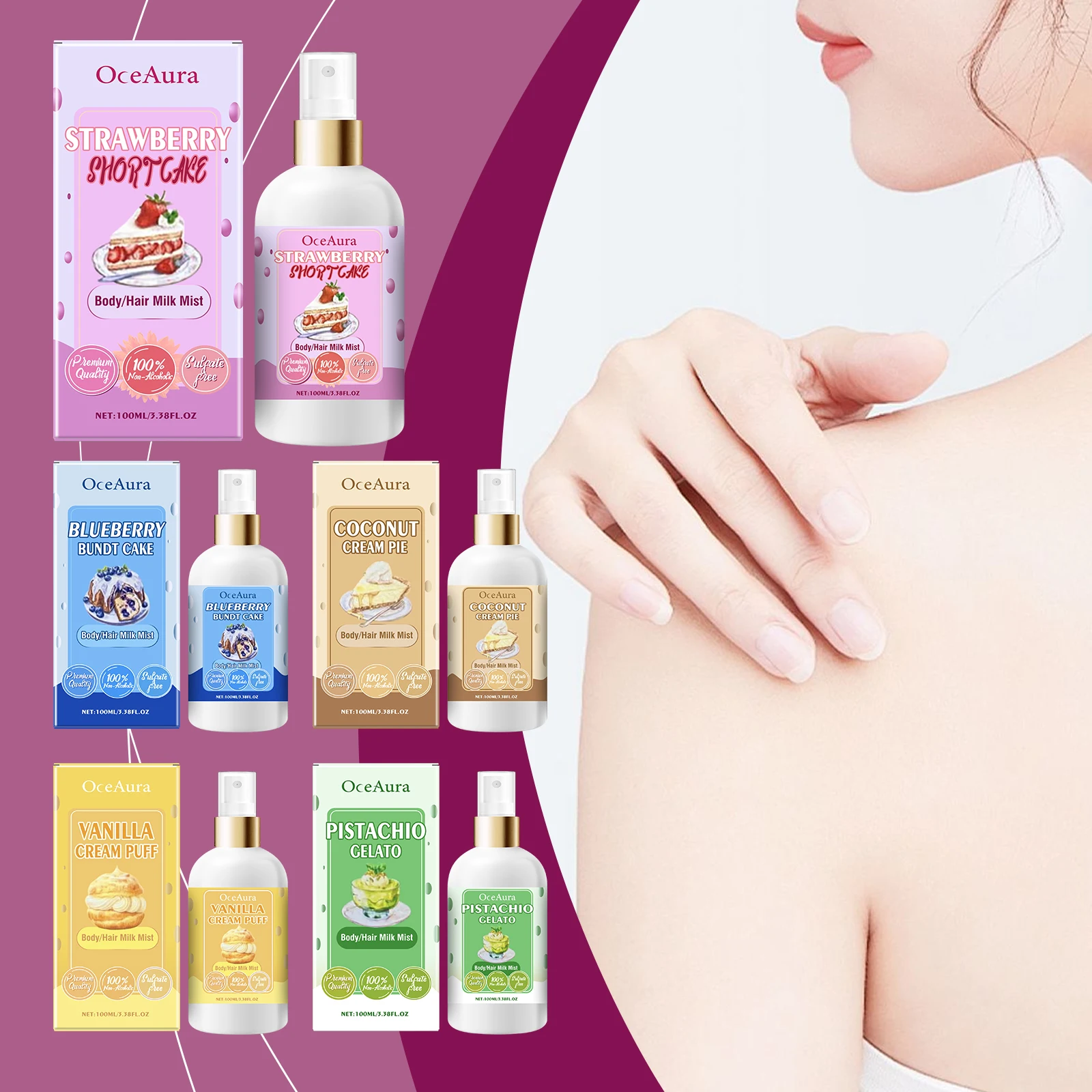 Strawberry Body Spray Lasting Aroma Moisturizing Soothing Various Flavors Sweet Fresh Opposite Sex Body Massage Spray 100ml