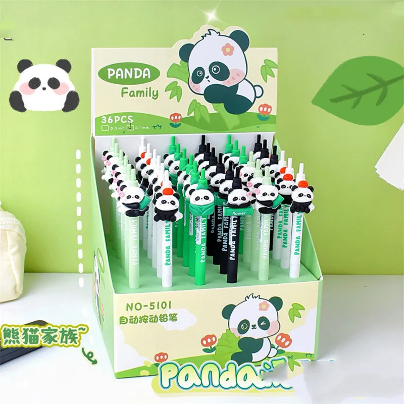 36 pcs/lot Kawaii Panda Mechanical Pencil Cute 0.7mm Automatic Pen For Kid School Office Supply Promotional gifts