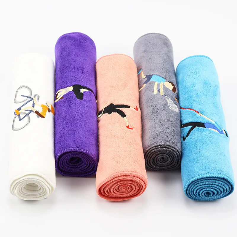 Simple Embroidered Microfiber Sports Towel Lengthening Fitness Running Yoga Towel for Gym 5Pcs Quick-Dry Portable Sweat Towels