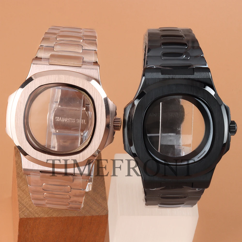 

High-quality 40mm NH35 Square Rose Gold Watch Case For Modified Nautilus Seiko Nh35 Nh36 Nh38 Movement Waterproof 316 Steel