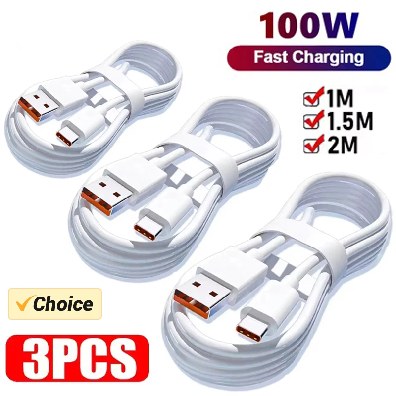 3 SZT. 100W 6A Super Szybka Ładowarka Kabel Szybkie Ładowanie USB Typ C Kabel do Transmisji Danych Szybka Ładowarka Kabel Ładowarka Typ C Szybkie Ładowanie