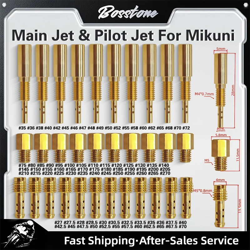 Carburetor Slow Jet & Pilot Jet 8 Bleed Holes & Main Jet Kit for MIKUNI VM/TM/TMX VM22/210 AX100 EN GN TZR TM TMS