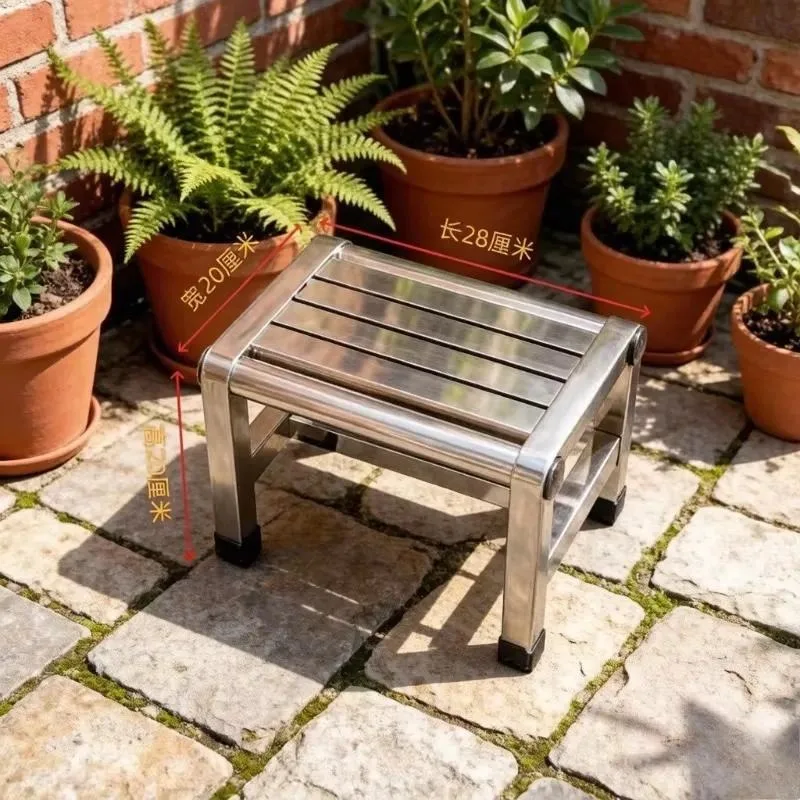 Heavy Stainless Steel Small Stool Anti-slip Square Foot Rest Stool for Bathroom Home Use Bathroom Furniture