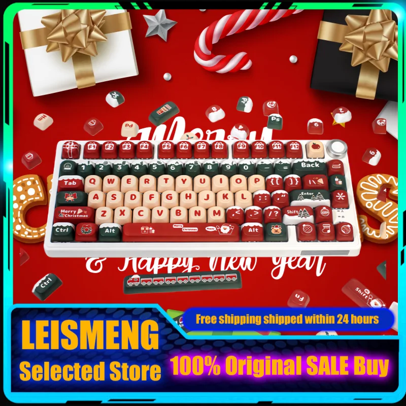 

Christmas-Themed MOA Profile PBT Keycaps for Mechanical Keyboards Custom Cute Keycap Set for PC Gaming Holiday Gifts