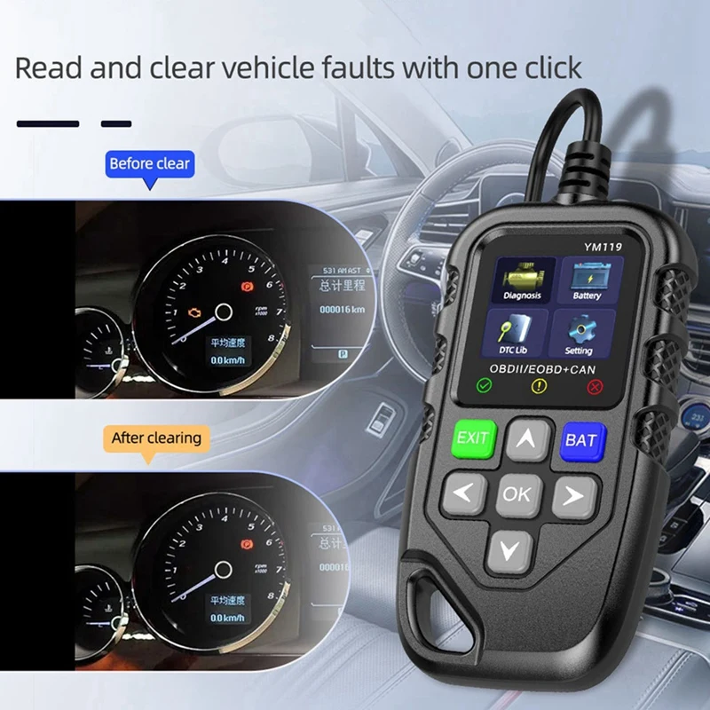 YM119 OBDII Scanner Diagnostic Tool OBD2 Code Reader Car Auto Diagnostic Tool Work For All Cars