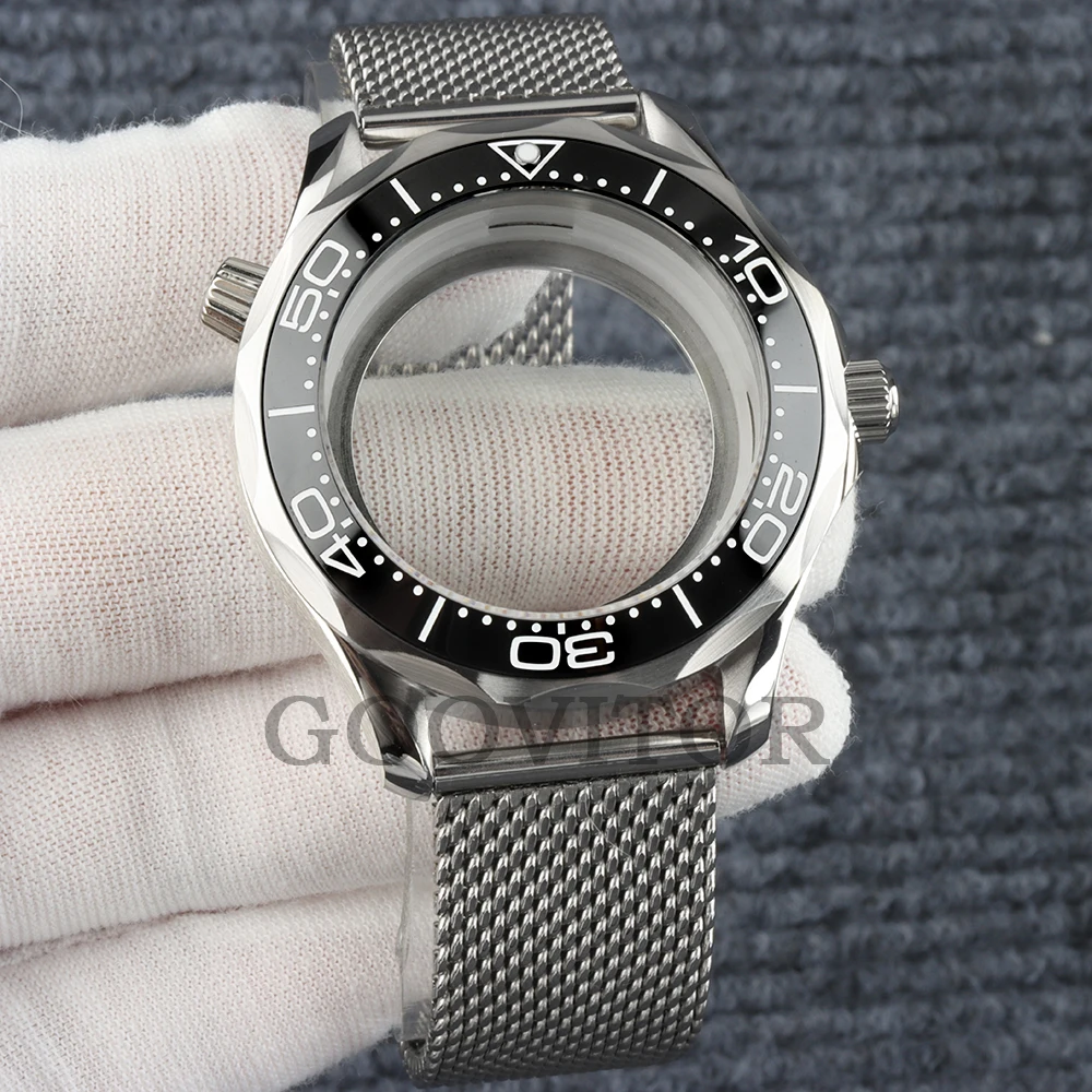 41mm NH35 Uhrengehäuse mit Mesh-Armband, wasserdicht, für NH35 NH36 Uhrwerk, 31mm Zifferblatt, Edelstahl Seamaster 300 Uhrengehäuse – Detail 18