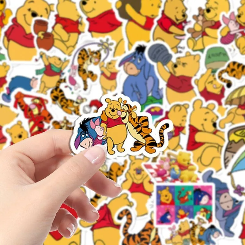 50 Sheets of Disney Winnie The Pooh Cartoon Animation Stickers Kawaii Fashion Simple Phone Case Laptop Waterproof Stickers