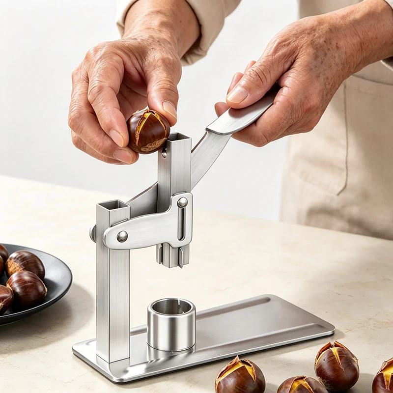 Chestnut Cracker Stainless Steel Press Nut Cracker Labor-Saving Chestnut Cutter Pecans Walnut Opener Chestnut Clip Kitchen Tools