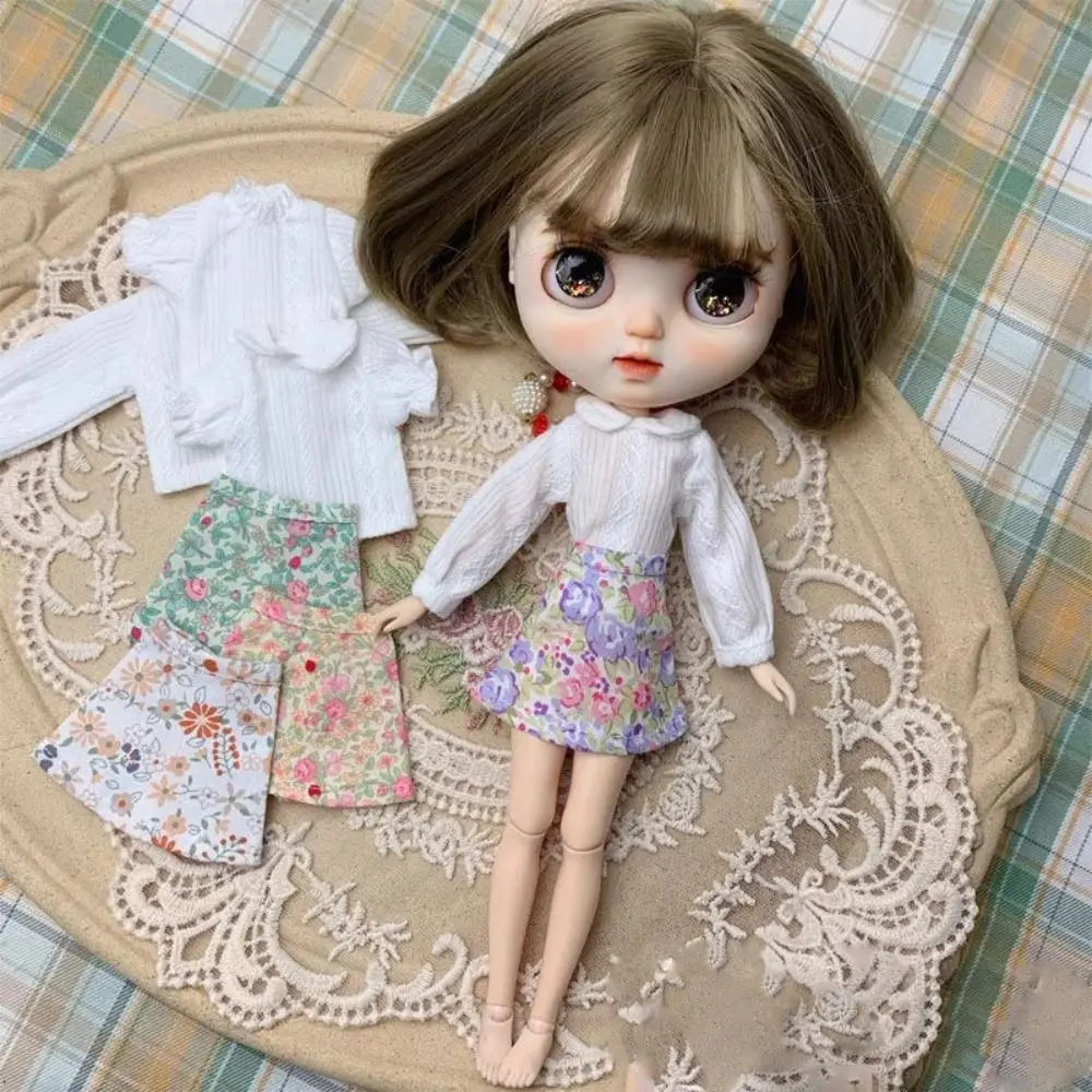 Cute Long Sleeve Blouse Clothes Handmade Fashion Floral Print Skirt Kids Toys DIY Accessories for licca ob24/26/27 doll