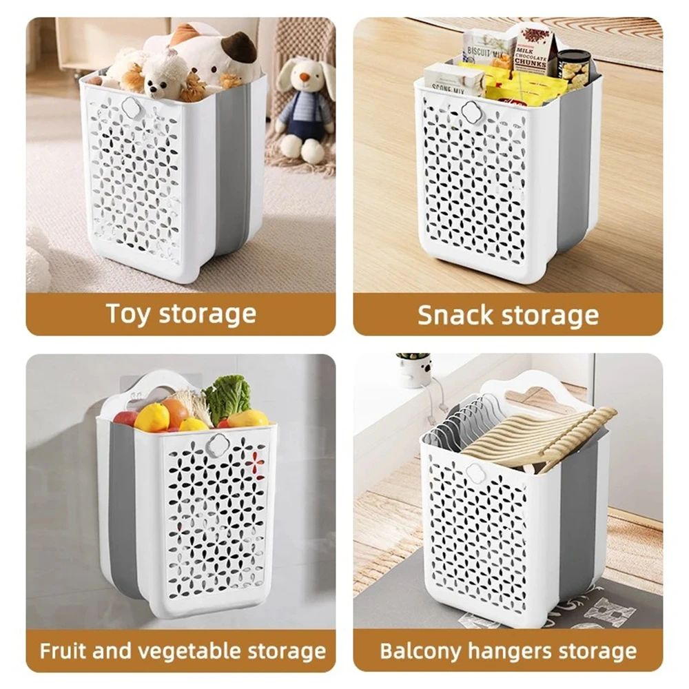 Dirty Clothes Basket with Large Capacity Folding Wall Hanging Dirty Clothes Basket Bathroom Laundry Bag Portable Clothes Basket