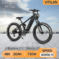 Vitilan T7 Electric Bicycle 3 Riding Mode 750W Motor 48V20Ah Battery Hydraulic Brake Electric Bike Half-Twist Throttle E-Bike