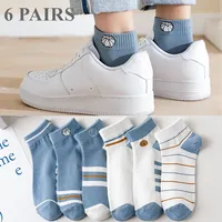 6 Pairs Ankle Socks for Men Striped Low Cut Sports Socks Summer Autumn Thin Breathable Men Socks High Quality