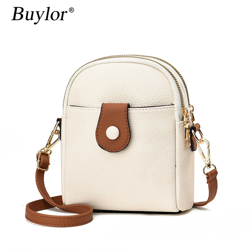 

Buylor Fashion Soft PU Leather Women Shoulder Bags Versatile Lightweight Small Satchel Multi Zipper Small Messenger Bags Purse