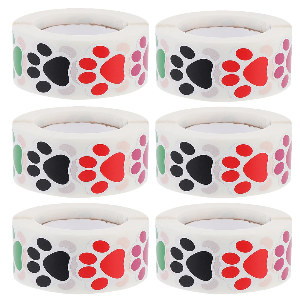

3000pcs Pet Dog Paw Stickers Copper Paper Strong Adhesive Student Reward Kids Party DIY Decorative Labels Folder Bag Sealing