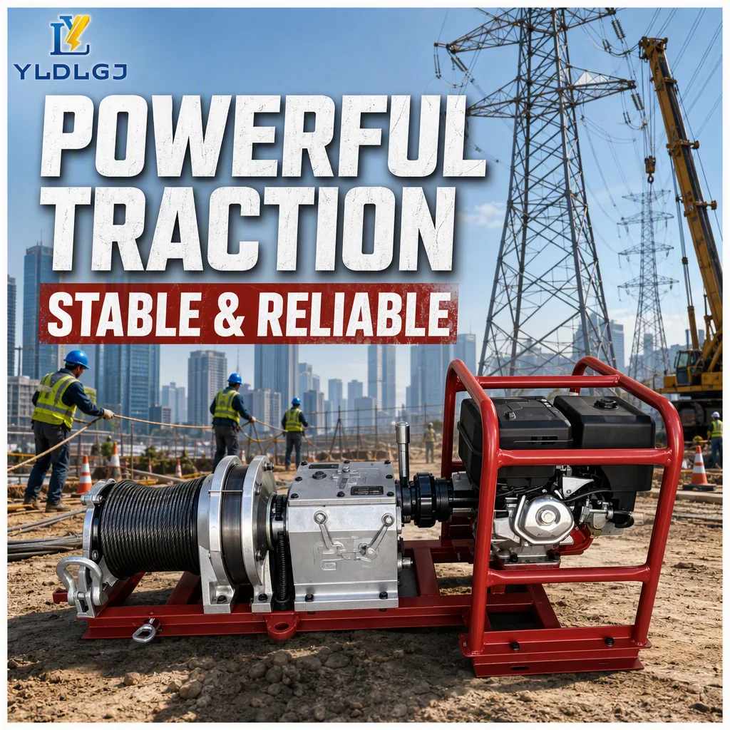 YILI Traction Winch Machine Capstan Red Rail Frame Roll Cage Hourglass Drum Cable Puller Anchor Guide Stringing Max Transmission