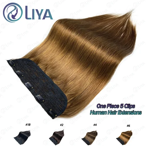 # 6 Clip recto de hueso marrón claro en extensiones de cabello 1 pieza 5 Clips Clip de una sola pieza de cabeza completa en extensiones de cabello humano 100 g/set