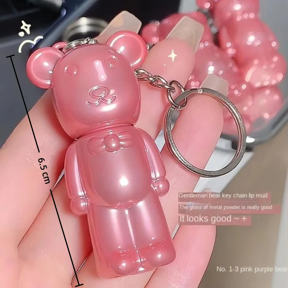 لطيف المفاتيح قلادة الدب الشفاه الصقيل ضبابي المخملية ترطيب ماتي أحمر الشفاه طويلة الأمد ماكياج الشفاه