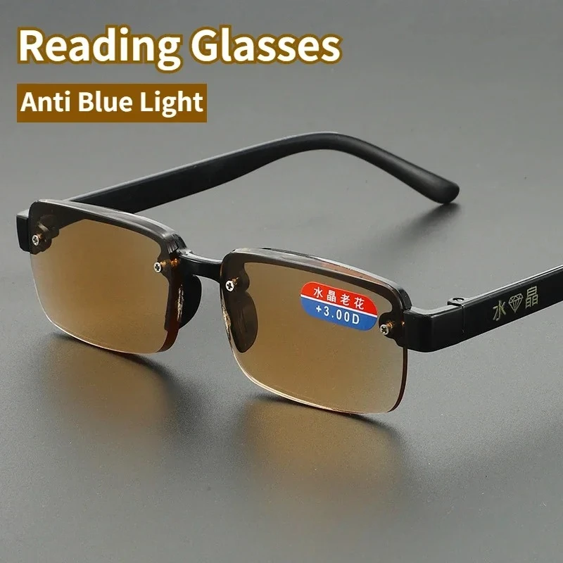 

Retro Half Frame Reading Glasses for Men Women HD Presbyopia Eyewear Fashion Eyeglasses +1.0 To +4.0
