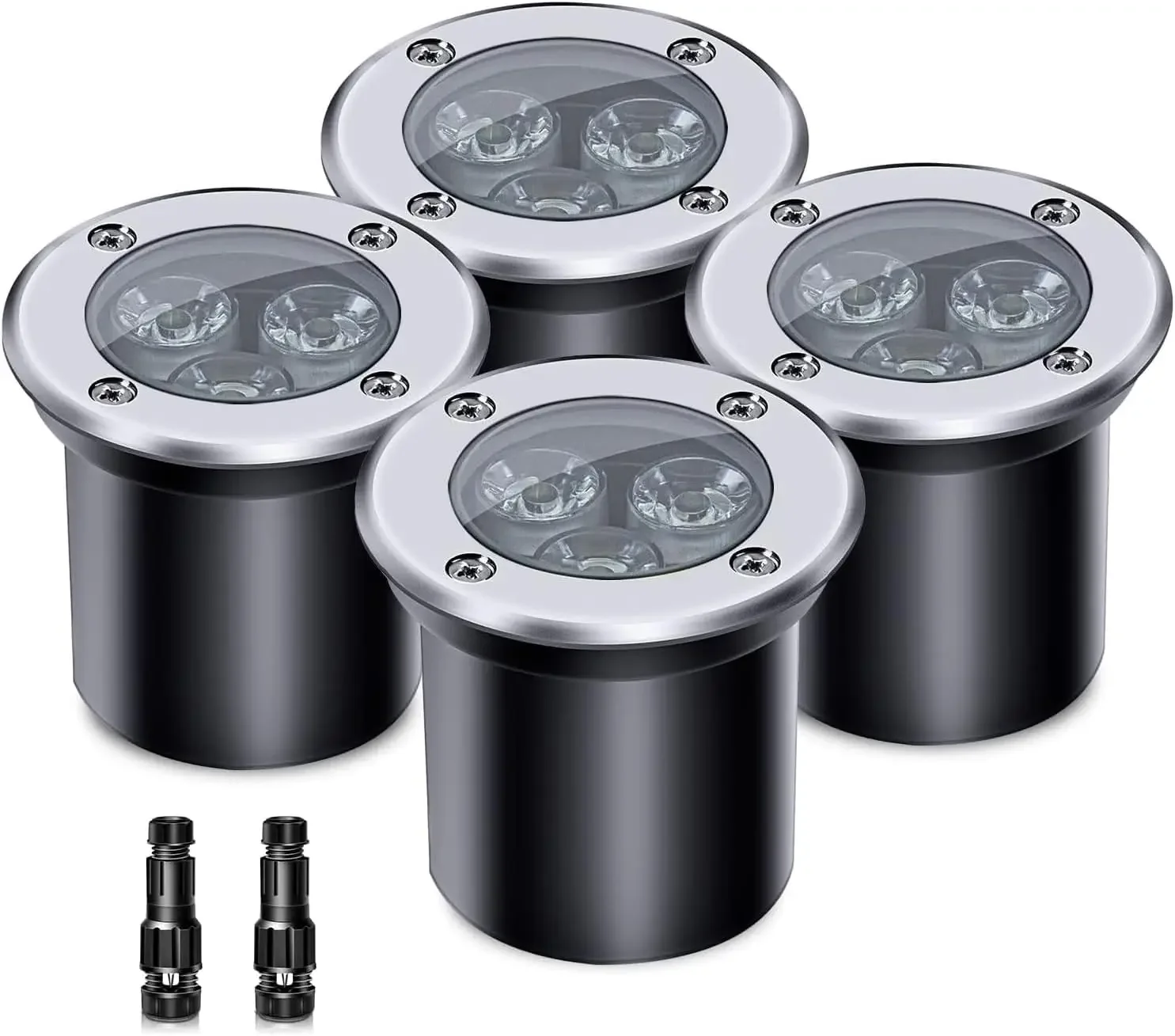 4Pack 3w 12v Low Voltage In-ground Lights LED Waterproof IP67 Pathway Lights Outdoor spotlights Trees Flags for Garden,Yard,Tree