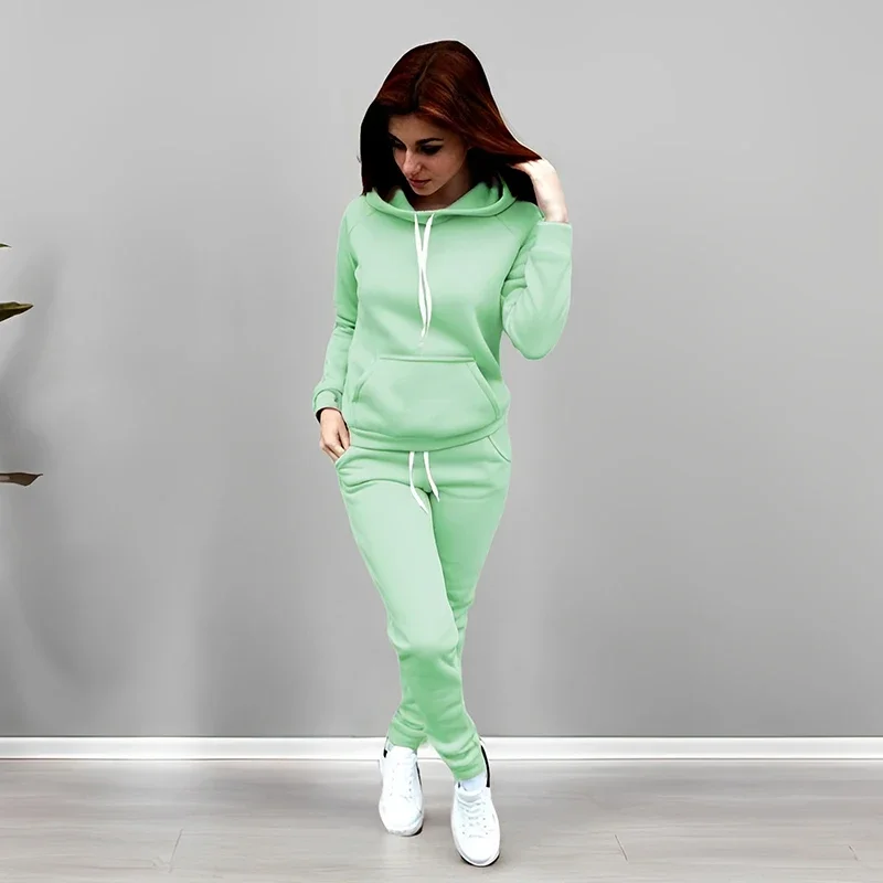 2026 Herbst-Winter Bestseller Damen Jogginganzug Hoodie und Jogginghose Hochwertiger Einfarbiger Trainingsanzug Damen Freizeit-Sportoutfit – Detail 4