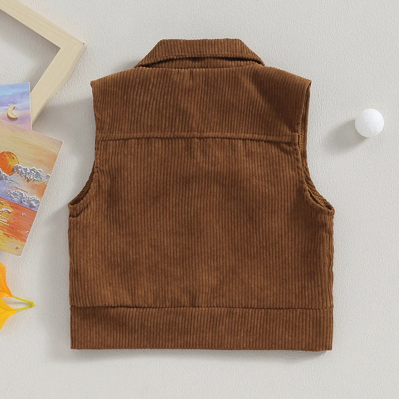 Pasgeboren Baby Jongens Casual Corduroy Vest Jassen Winter Herfst Mode Knoop Revers Kraag Mouwloze Outwear Vest