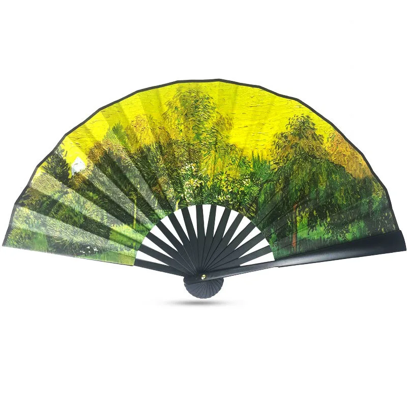 8 Inch Vintage Silk Fan Oil Painting Double Sided Folding Fan Flower Pattern Silk Folding Fan Plastic Folding Fan Home Decor