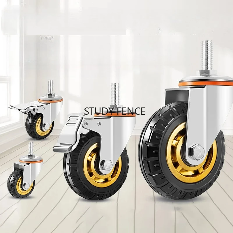 1pc M10/M12/M16 Universal Wheel/brake Wheel, Silent Rubber Casters, Furniture Casters, Cabinet Wheels, Hardware Accessories