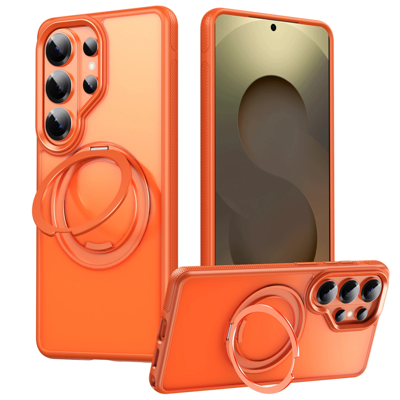 

Transparent Magnetic Case for Samsung Galaxy S25 S26 Ultra Plus S26Ultra 360° Rotating Ring Holder Kickstand Back Cover LMD006