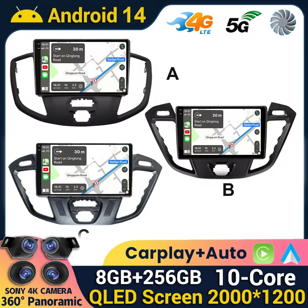 

For Ford Transit 2015 - 2018 Car Radio Multimedia Video Player Navigation GPS Android 14.0 Wireless Carplay Android Auto