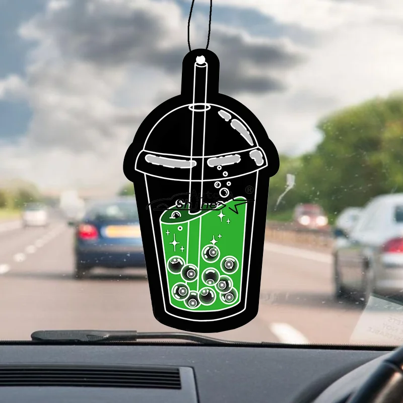 Leite Chá Forma Carro Ambientador, Pendurado Folha De Difusor De Perfume, Interior Do Carro, 1 Pc, 4Pcs