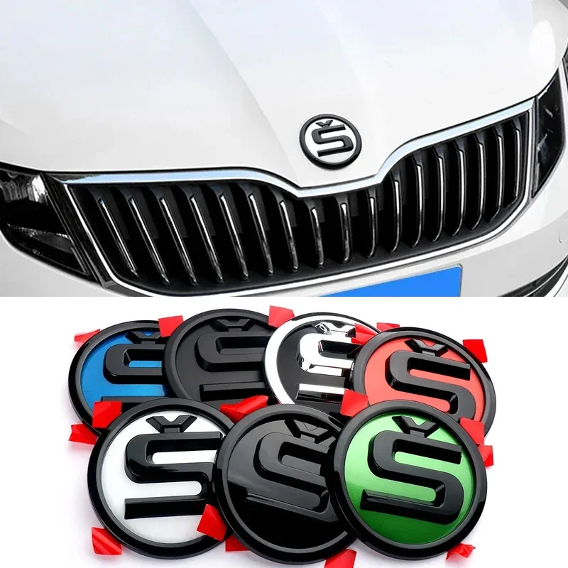 80mm 90mm ABS Car Front Head Rear Trunk Logo Emblem Sticker for Skoda S Yeti Superb Fabia Kamiq Karoq Kodiak Octavia 2 Tour