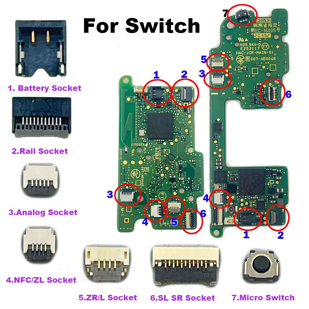 Joystick Slider Rail Battery Connector Socket SL SR L ZR ZL NFC